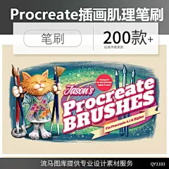 特色iPad Pro绘画常用的手绘Procreate插画肌理效果笔刷套装合集