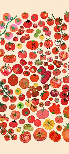 番茄 西红柿 插画 手机壁纸 背景图