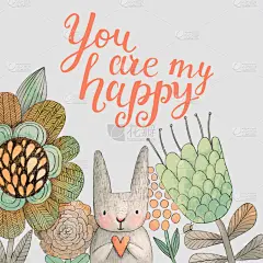 与卡通兔子复活节贺卡