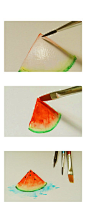 西瓜。水彩。