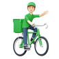Delivery man standing beside package box  3D Illustration