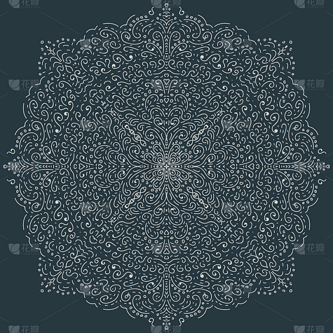 Vector mandala pattern white on blue background do