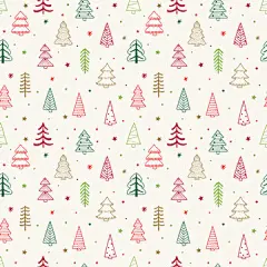 极简抽象海报 | 图源免费矢量文件 |  点击来源直接获取大图文件 |圣诞树背景。带有手绘饰品的无缝图案设计。壁纸概念。矢量插图