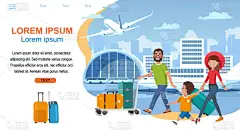 航空公司卡通矢量网站模板