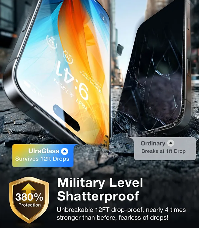Protection écran Verre Trempé Pour IPhone 17 Pro Max (6,9") - 2 Pièces - Dureté 9H+ Military Grade - Kit D'installation Facile Sans Bulles - Transparence HD