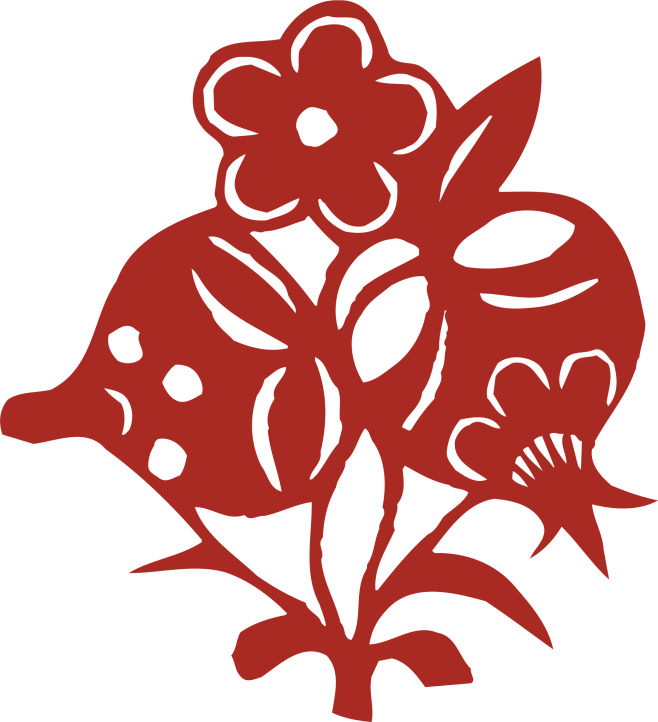 窗花 花鸟 剪纸剪影 喜庆过年 新年 素...