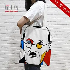 蒙德里安北欧简约红黄蓝格子线条抽象画帆布袋单肩手拎环保购物袋-淘宝网