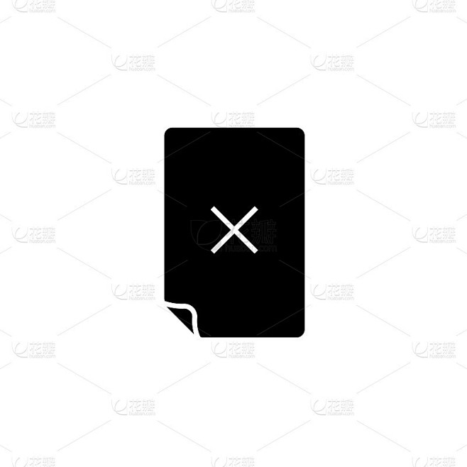 Black delete file document icon isolated on white