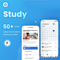 50屏幕在线学习应用设计套件素材下载 Study – eLearning App UI Kits .figma