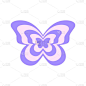 重复Y2k复古风格的蝴蝶图标。2000年代设计对象为淡紫色。可爱的女孩老式贴纸孤立在白色的背景。矢量