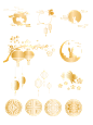 矢量烫金风中秋边框月亮兔子灯笼装饰元素