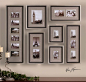 This collection of frames features a lightly antiqued silver leaf finish with a matte black liner. Photos are surrounded by oatmeal linen mats. May be hung horizontal or vertical. #chair #luxury #revenge #mirrors #lamps #accentfurniture #walldecor #afford