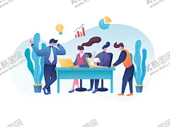 办公室 【酷图网】矢量素材,插画,手绘插画素材,海报素材,图案,图标,场景插画,物场景,扁平,工作,职场,商务,庆祝,团建,成功,扁平矢量图,办公室