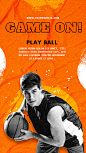 活力橙篮球人物运动宣传海报插图3