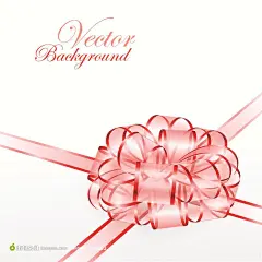 唯美粉红色丝带花球彩带卡片