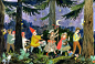 Take the family and friends Ina parade through the woods to commence midsummer {-- PHOEBE WAHL --  "midsummer parade"}