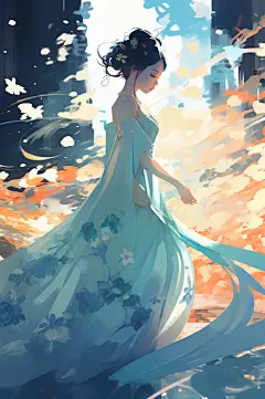 AI数字新中式中国风美女人物插画-众图网