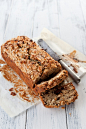 Banana bread with chocolate and macadamia nuts