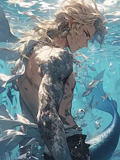 AI绘图｜男美人鱼_2_语墨AI画师_来自小红书网页版