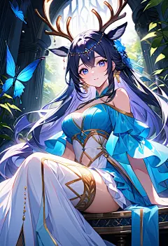 AI绘画分享-鹿少女