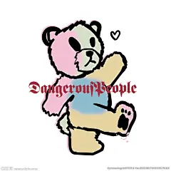 手绘涂鸦潮流幻彩熊图案印花