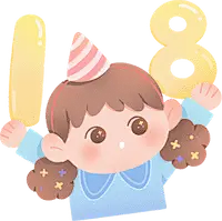 软萌可爱生日贴纸-举着气球女孩