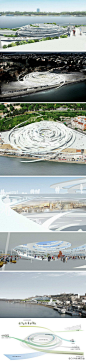 日本建筑师藤本壮介关于塞尔维亚贝尔格莱德“Beton Hala 滨水中心”项目概念设计。