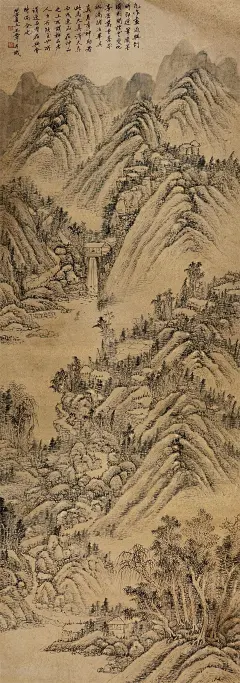 王翚——《夏山图》【凡作画遇兴到时，即运笔泼墨，顷刻间烟云变化，峰峦万重，苍茫淋漓，诸法毕具，真若有神助者，此为天真。得天真而成，逸品在神品之上。所谓神品者，人力所能至也；所谓逸品者，在兴会时偶合也。癸丑夏五】人物山水 立轴欣赏 | 
清|王翚(1632-1717)字石谷，号耕烟散人、鸟目山人、剑门樵客等。被称为“清初画圣”。与王时敏、王鉴、王原祁并称“四王”，加上吴历、恽寿平合称“清初六家”或“四王吴恽”。擅山水人物花鸟草虫，笔法洒脱，用墨疏淡清逸。后也将其称为虞山派。