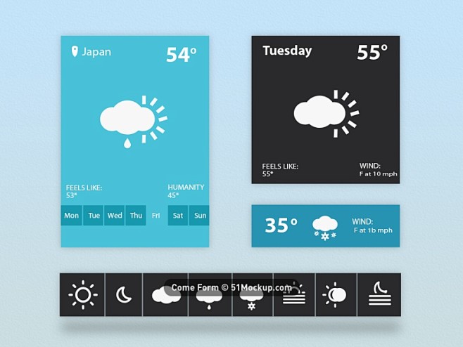 天气小部件UI UI设计 GUI Kit