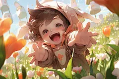 夏令营春游假期孩童郊游插画图片