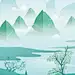 端午 插画 中国风 矢量 山水 风景