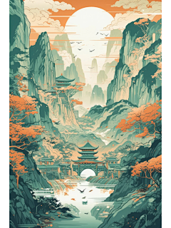 笙歌落_LIN采集到插画-国风场景