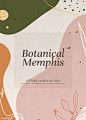 Abstract botanical Memphis invitation card vector | premium image by rawpixel.com / Aum