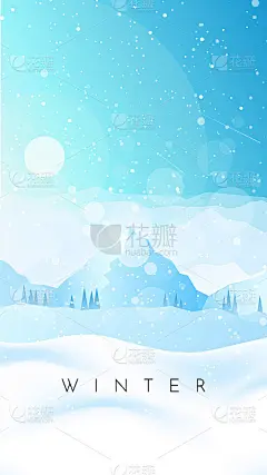 冬天的风景。山上的降雪。探索、探索、观察自然的旅游理念。徒步旅游。冒险。极简多边形平面设计平面海报。