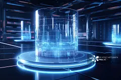 【AI数字艺术】蓝色的数据中心背景图片素材