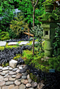 园林 景观 沙 石 水 植物 禅意 日本 日式灯笼 石头灯笼