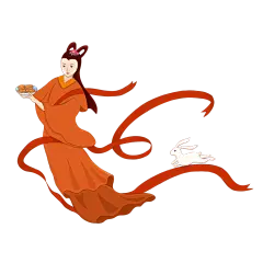 卡通中秋嫦娥奔月插画PNG素材