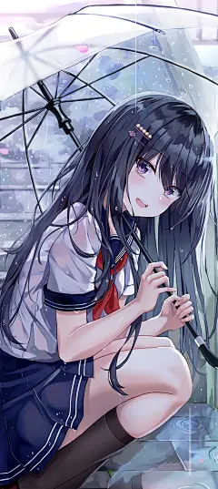 Lkeris  二次元少女  动漫壁纸  
高中生  梅雨  水手服