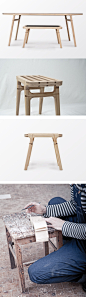 德国Byrk工作室设计的系列家具，有意强化榫卯结构的表现力。