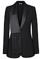 Altuzarra black crepe blazer Silk scarf lapel, padded shoulders, two front slit pockets, fully lined Button fastening front Fabric1: 100% polyester; fabric2: 100% silk; lining: 67% acetate, 33% polyester