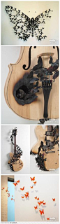 butterfly craft diy ideas. Pretty sure I could never do that to a guitar. But it's beautiful!