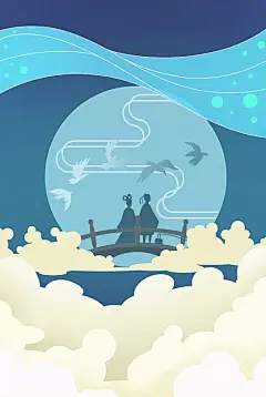 中国,七夕节,插画,月亮,浪漫图片ID:VCG211240232392