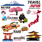 日本旅行特色景点元素建筑水墨彩和风浮世富士山鸟居图纹矢量素材-淘宝网
