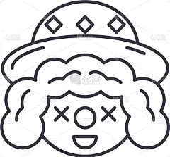 小丑,概念,线图标,似人脸,人,男人,轮廓,白色,可爱的,性格