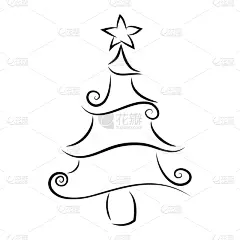 线条,贺卡,新年前夕,杉树,松树,圣诞树,轮廓,抽象,布置
