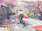 少年与自行车 Mateusz Urbanowicz 水彩插画欣赏 电影 温馨 水彩 日本 城市 卡通 分镜