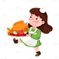 卡通感感恩节女性元素贴纸