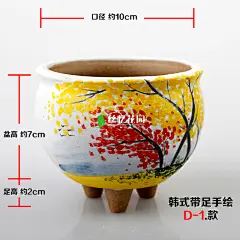 多肉植物花盆 个性创意 韩国韩式手绘 小花盆 花器 陶瓷 纯手工-淘宝网