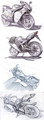 【直击设计全过程】摩托车专题设计 草图篇（一） Rieju RS3   by Mark Wells——欢迎加入工业设计手绘交流群 44273244