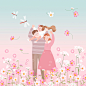 粉色花世界 温馨家庭 亲子时光 人物插图插画设计PSD ti332a4604